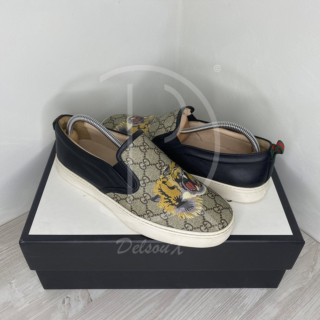 Gucci GG Supreme 'Tiger' Slips Ons Herre (42.5) 🛥