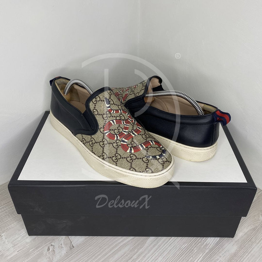 Gucci Herrre 'Kingsnake' GG Print Supreme Slip-Ons Sneaker (41.5) 🦍