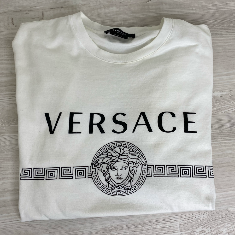 Versace 'Medusa Head' Hvid Herre T-Shirt (S) 🫡