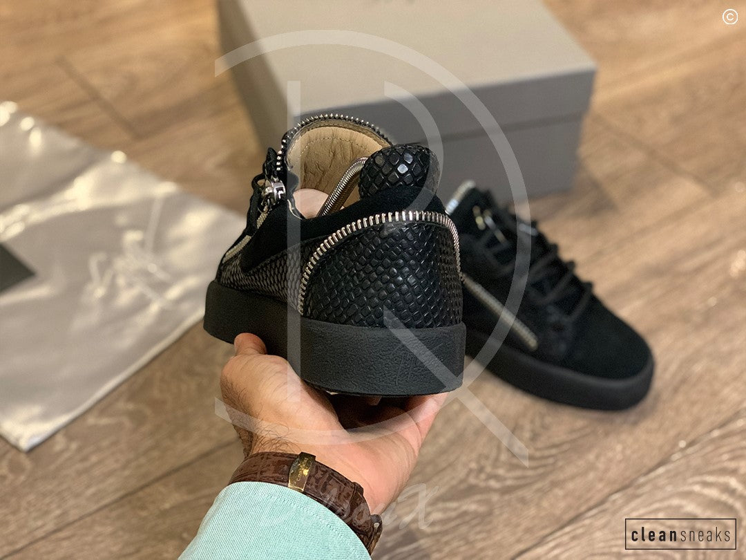 Giuseppe Zanotti 'Frankie' Low Croc Suede W. Silver Zip (41) 🤐