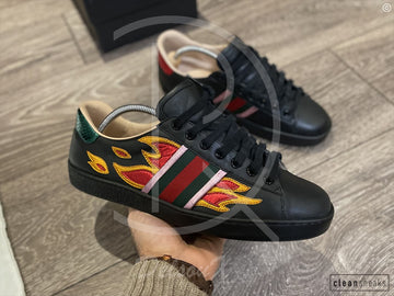 Gucci Ace 'Flames' Black Leather (42.5) 🔥