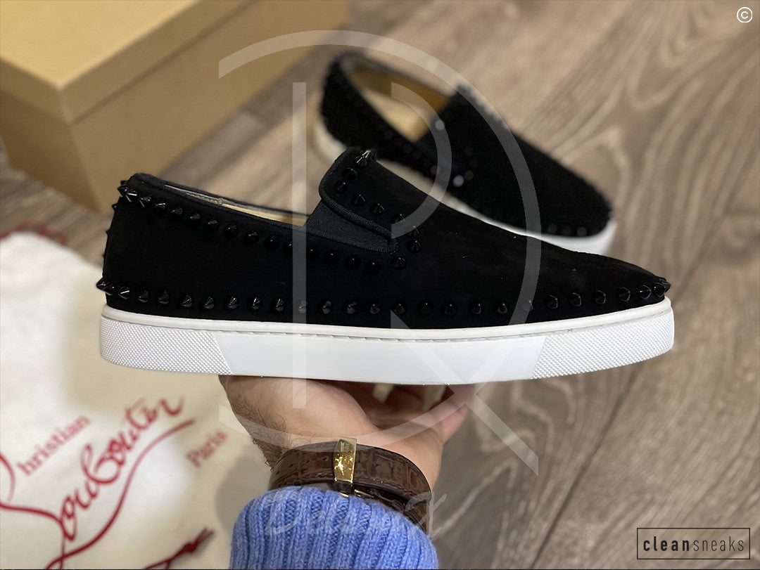 Christian Louboutin ’Black Suede' Pik Boat (40) 🩸