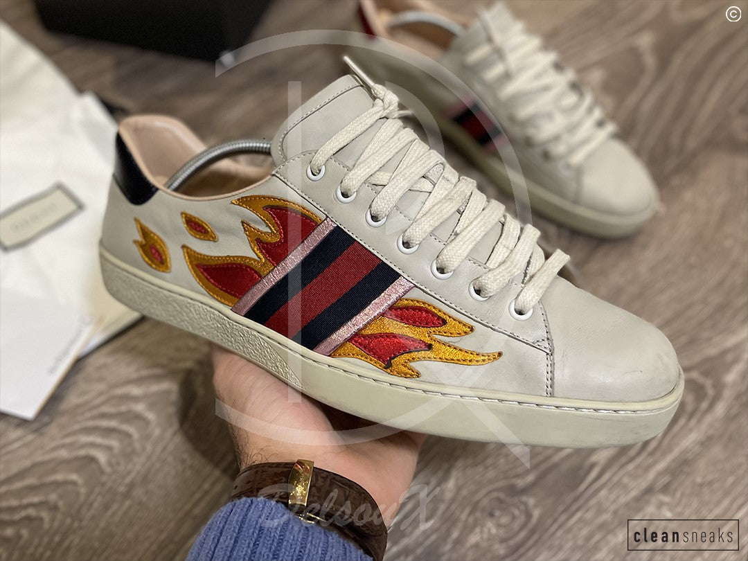 Gucci 'Flames' Beige Leather (45) 🎇 Universe