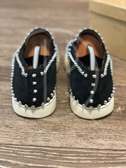 Christian Louboutin 'Black Suede w. Silver Spikes' Pik Boats (45) 👟