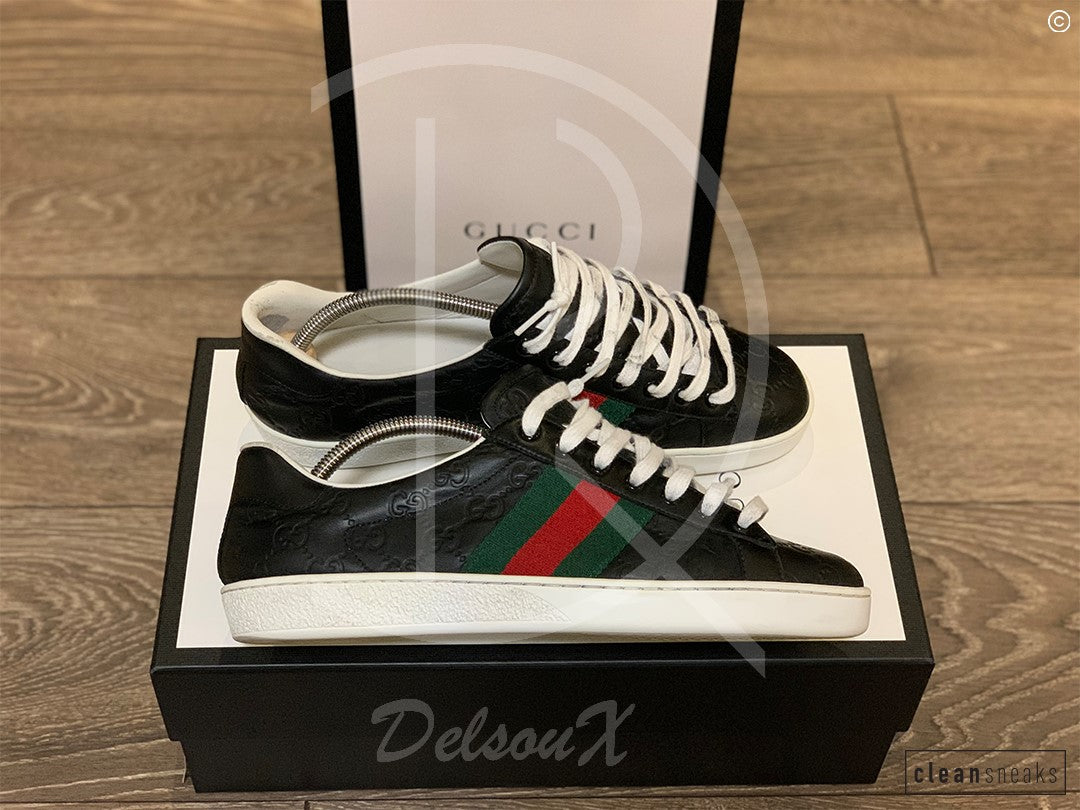 Gucci Ace ’GG Signature’ Black Calf Leather (42.5)🤭
