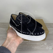 Christian Louboutin 'Black Suede' Pik Boat w. Diamond Herre Low-Tops (41) 💎