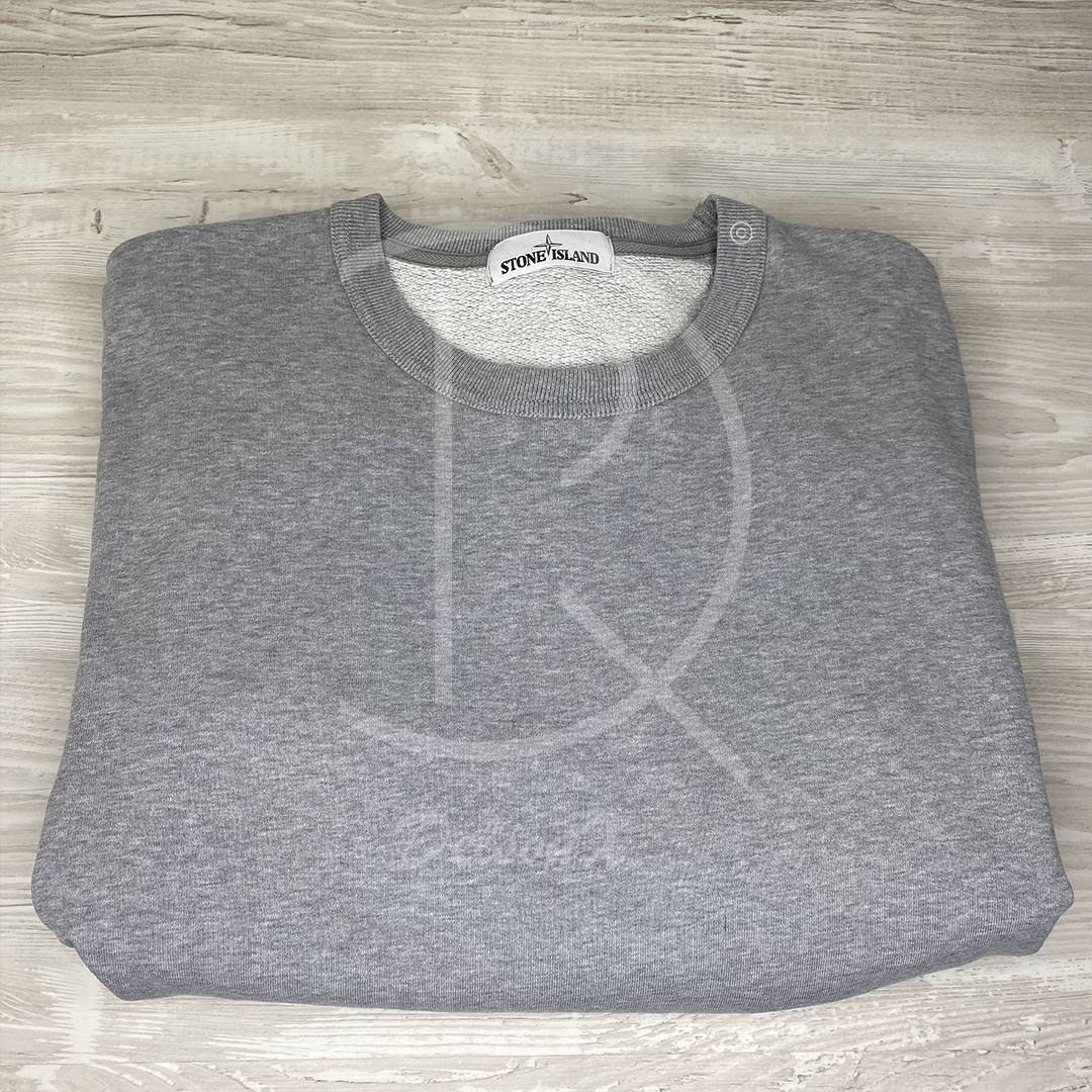 Stone Island Basic Grå Crew Neck Sweatshirt Herre (XL) 🌑