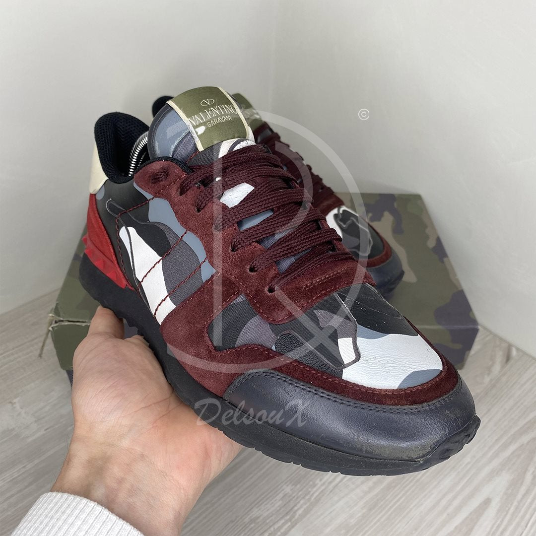 Valentino Rockrunner 'Grey & Red' Camo Sneakers Herre (42) 🦶🏼