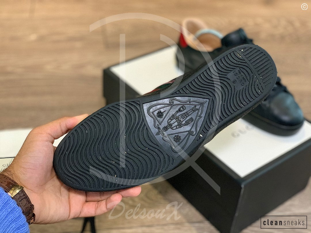 Gucci Ace ’Black Leather’ Flames (42.5) 🔥