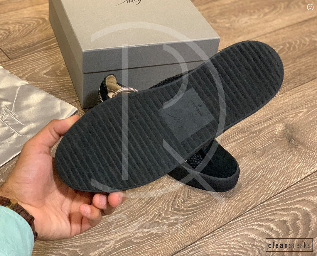 Giuseppe Zanotti 'Frankie' Low Croc Suede W. Silver Zip (41) 🤐