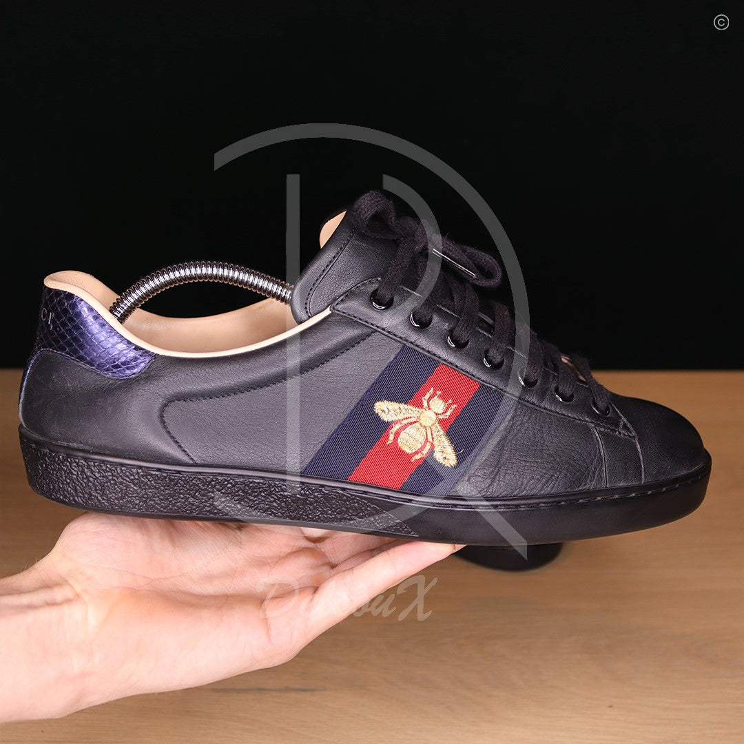 Gucci Ace 'Black Leather' Bee (43) 🐝