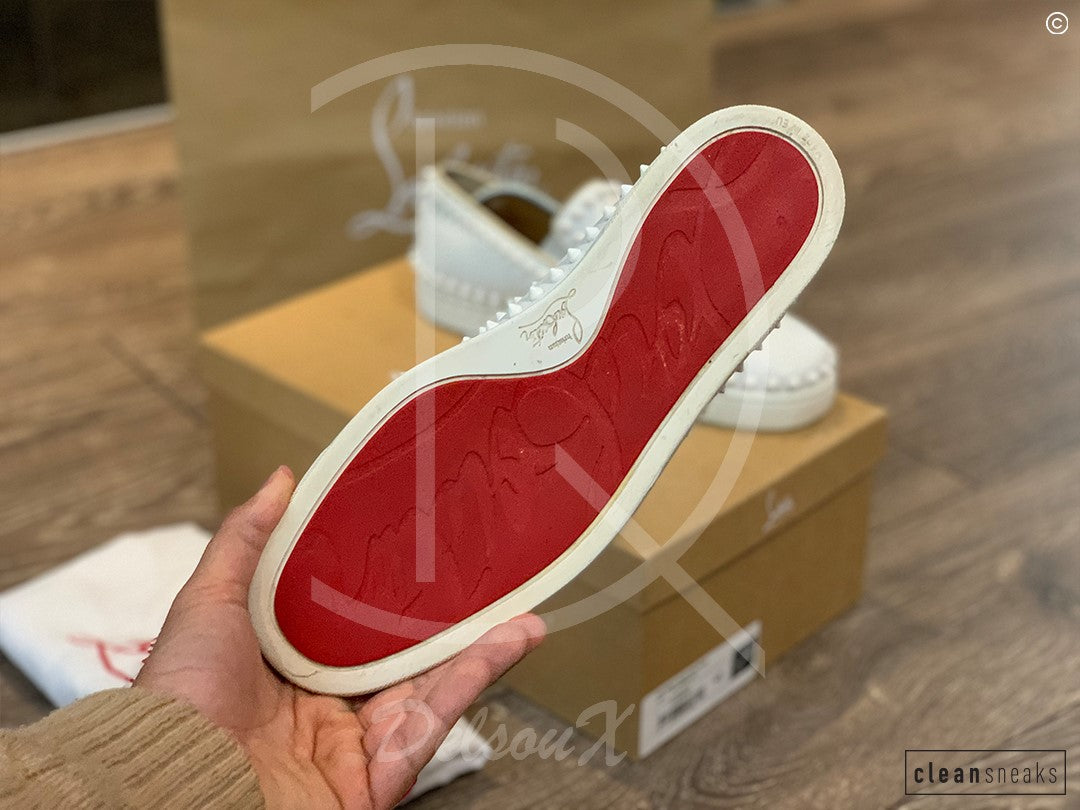 Christian Louboutin White Calf Leather Slip-Ons (43) 👟