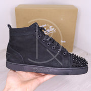 Christian Louboutin Sneakers, 'Black Suede' Lou Spikes High Tops Herre (42) 🩸