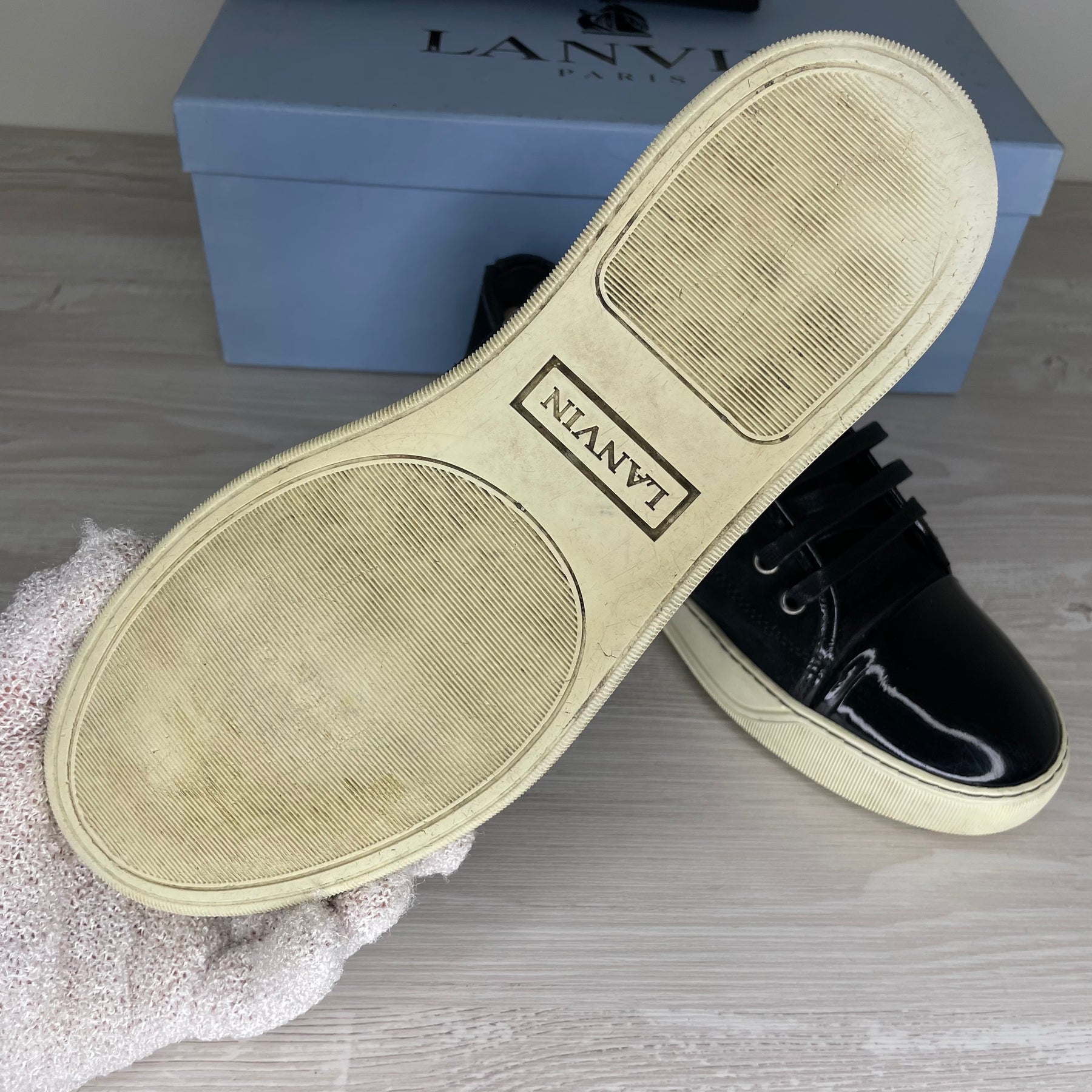 Lanvin Sneakers, 'Black Suede' Lak Toe (40)
