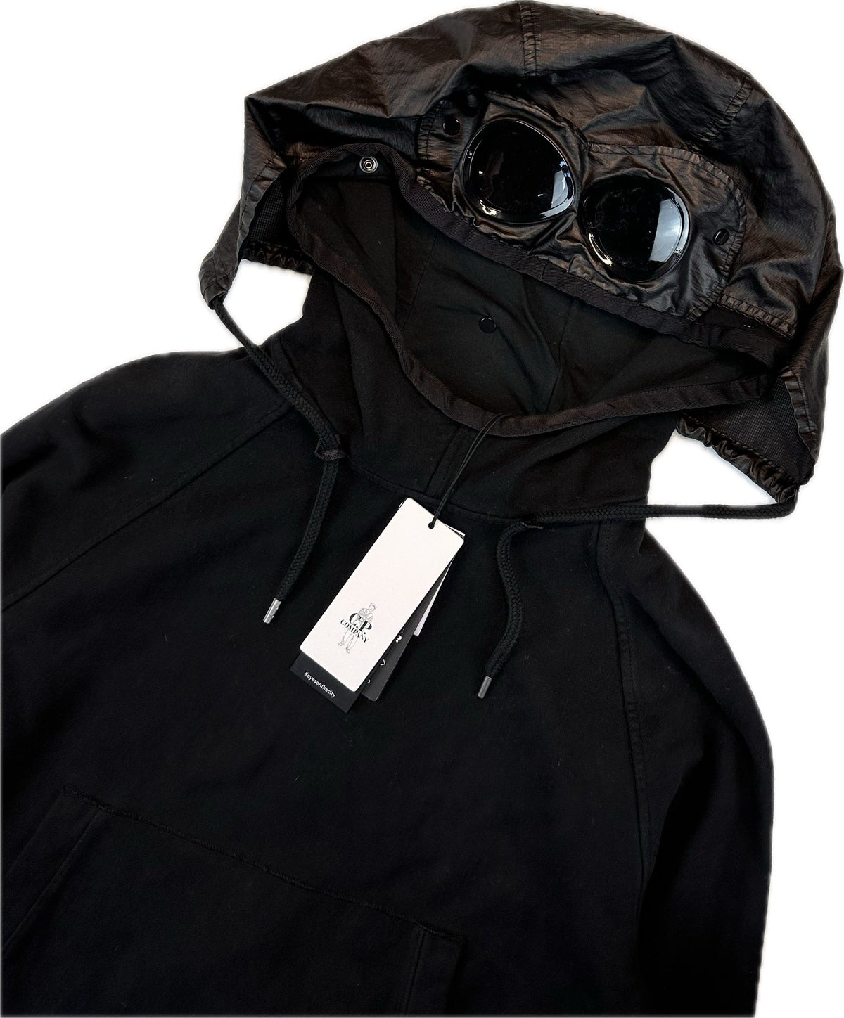 C.P. Company Hoodie, Herre Googles 'Sort' (Large)
