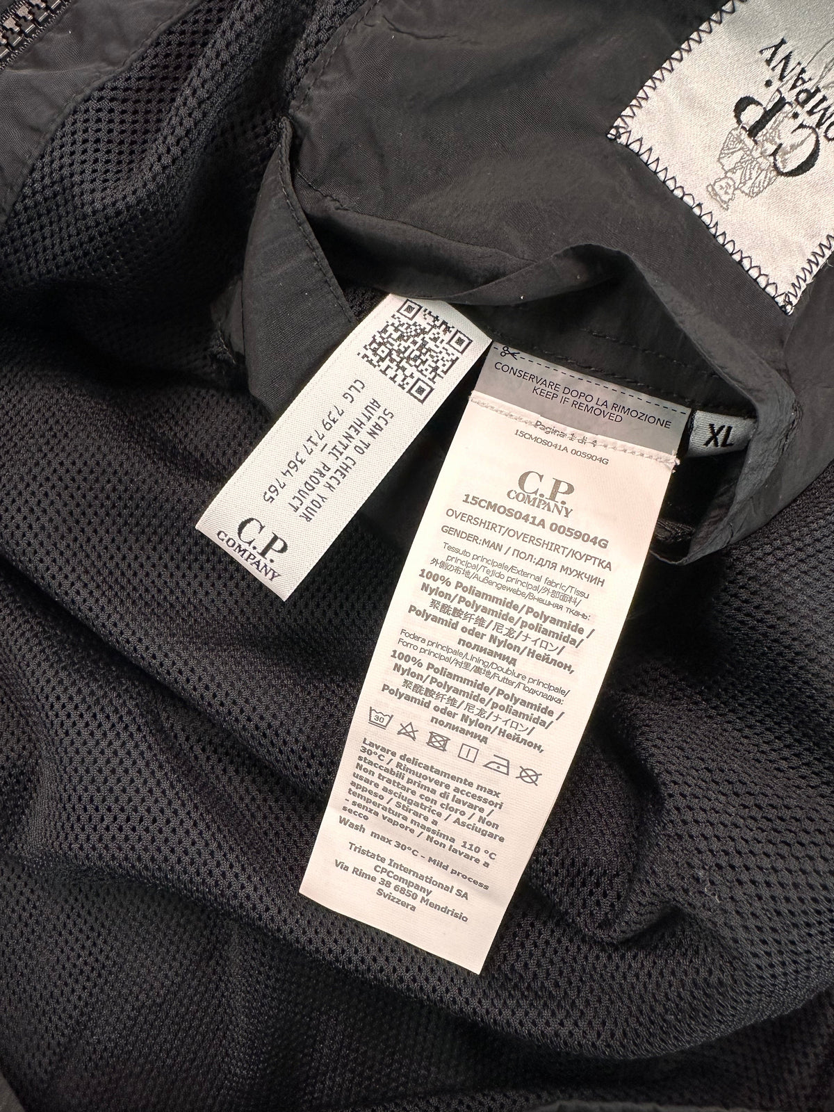 C.P. Company Overshirt, Herre Chrone -R Nylon 'Sort' (X-Large)