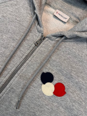 Moncler Zip Hoodie, Herre, 'Grå' Double Logo (XX-Large)