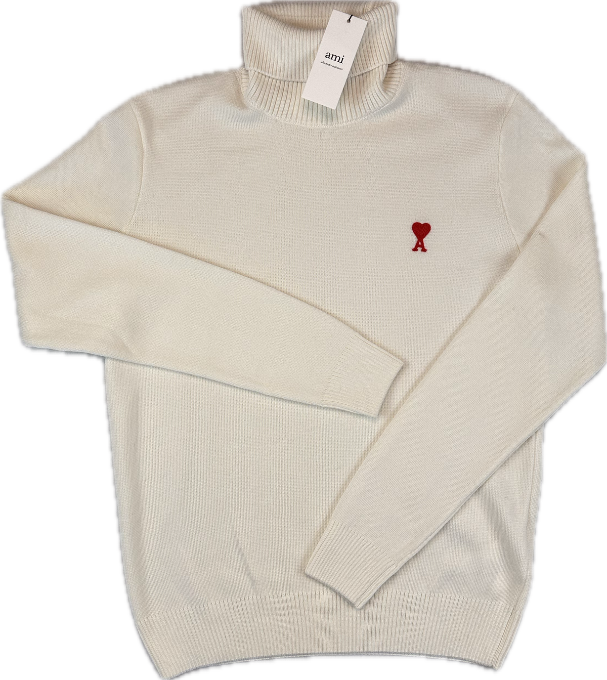 AMI Turtleneck, Herre Heart 'Cream' (Small) 😁