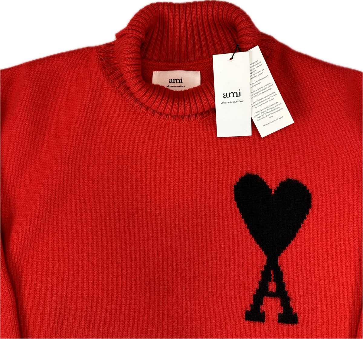 AMI Turtleneck, Herre Heart 'Rød' (Large) 😁