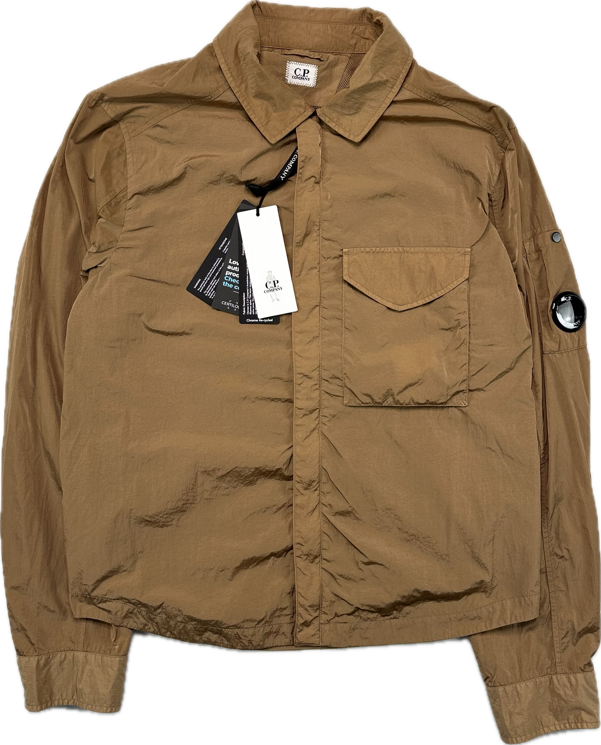 C.P. Company Overshirt, Herre Chrone-R Nylon 'Brun' (Large)