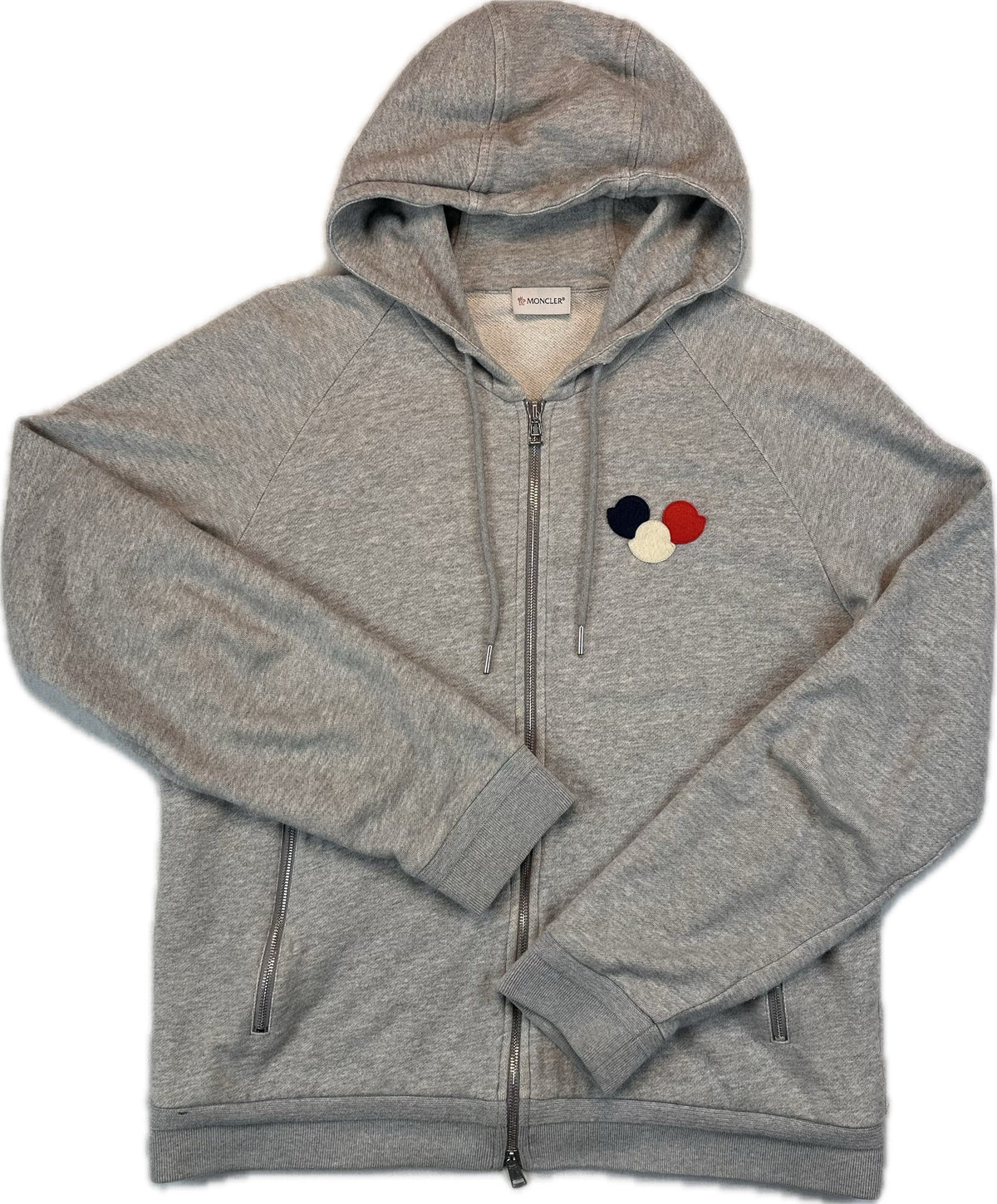 Moncler Zip Hoodie, Herre, 'Grå' Double Logo (XX-Large)