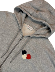 Moncler Zip Hoodie, Herre, 'Grå' Double Logo (XX-Large)