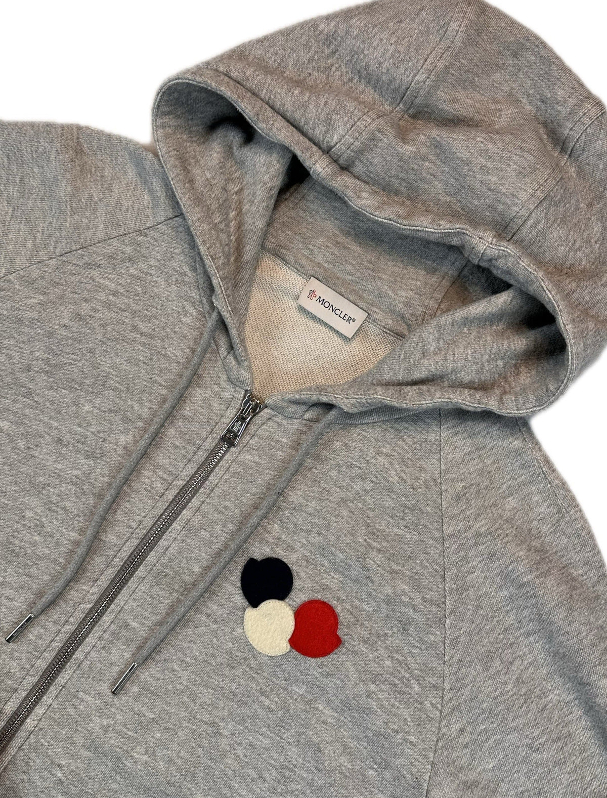 Moncler Zip Hoodie, Herre, 'Grå' Double Logo (XX-Large)
