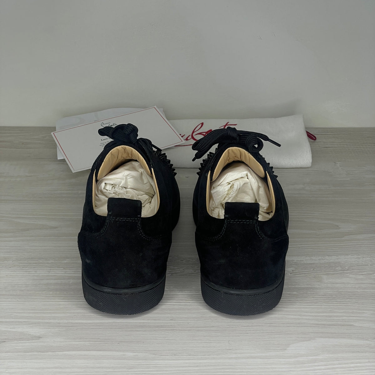 Christian Louboutin Sneakers, 'Black Suede' Junior Spikes (42)