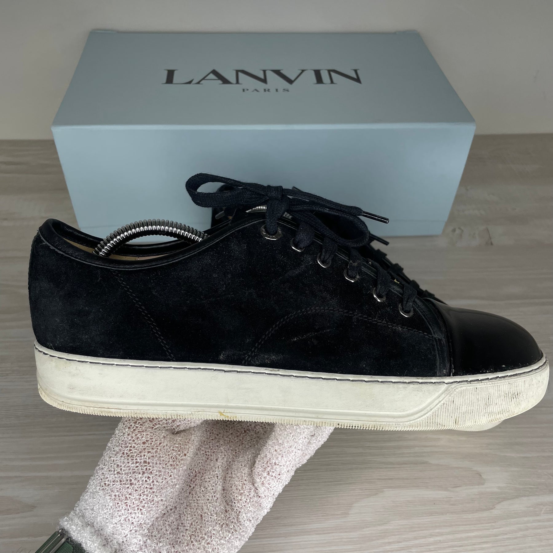 Lanvin Sneakers, 'Black Suede' Lak Toe (41)