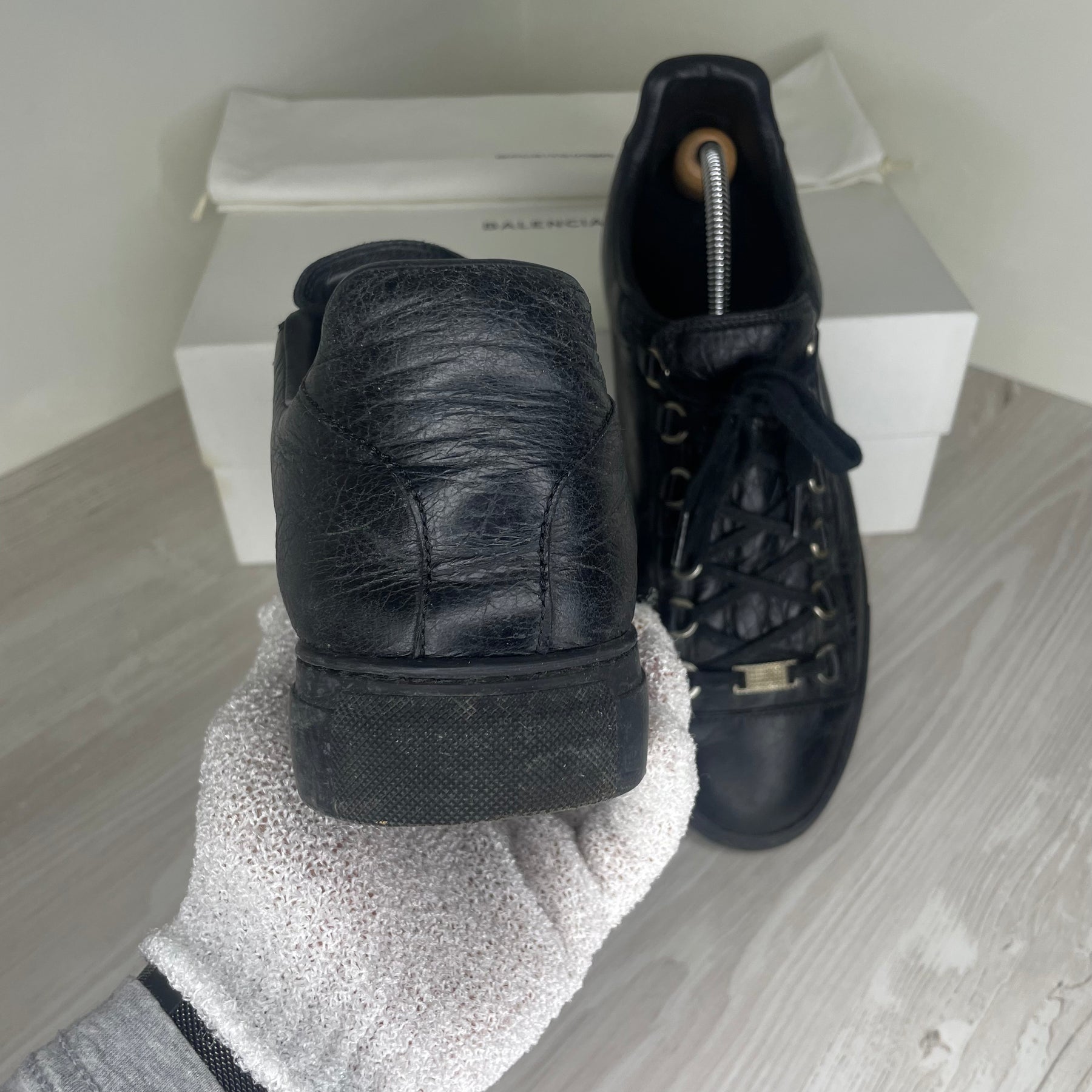 Balenciaga Sneakers, 'Black Leather' Arena (42)