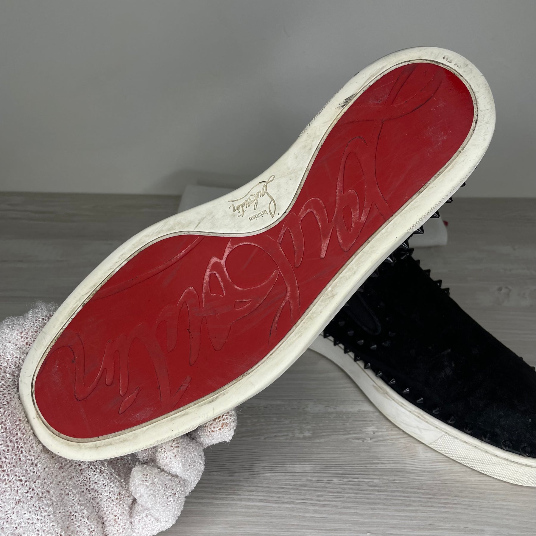 Christian Louboutin, 'Black Suede' Pik Boat (42)