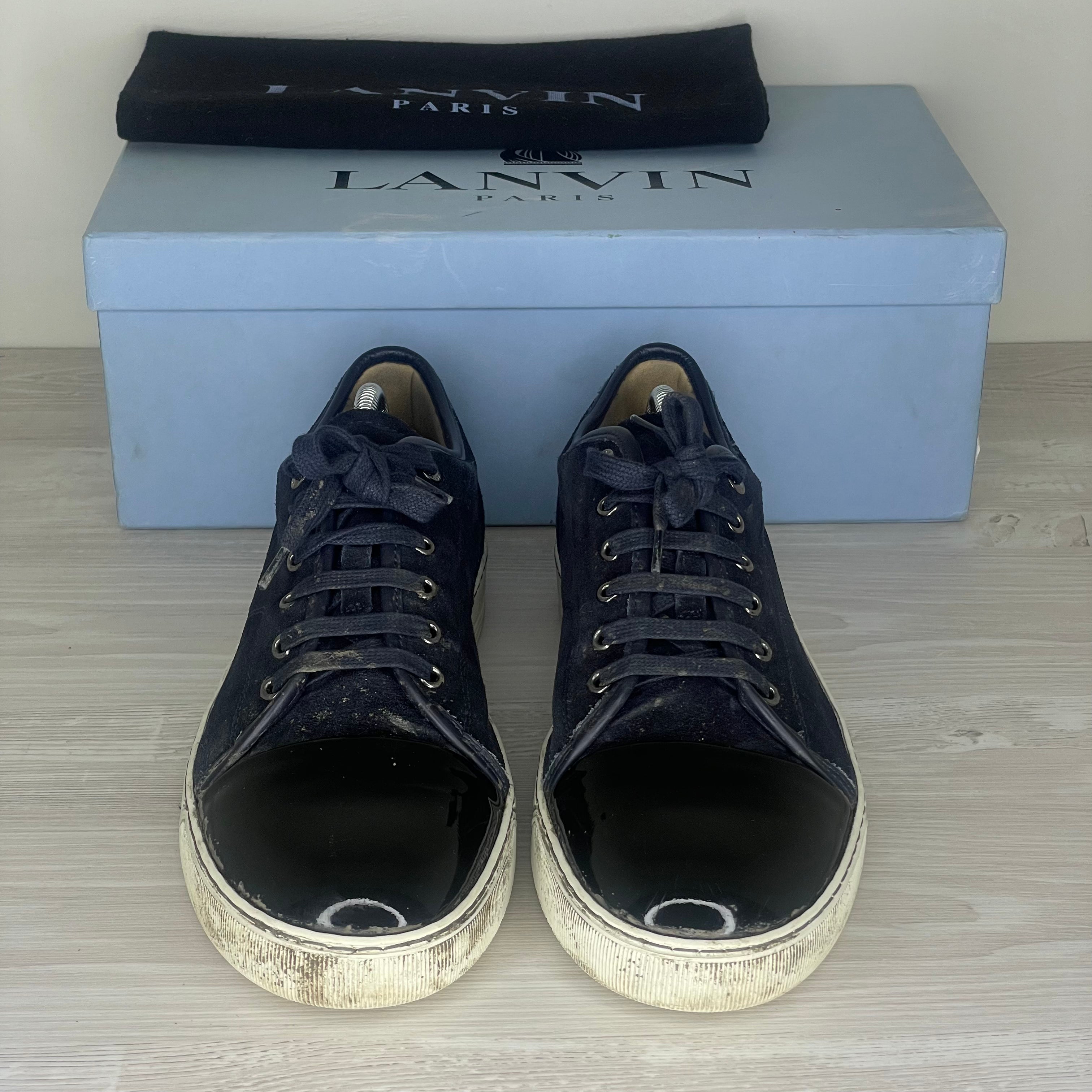 (RESERVERET) Lanvin Sneakers, 'Navy Suede' Lak Toe (43)