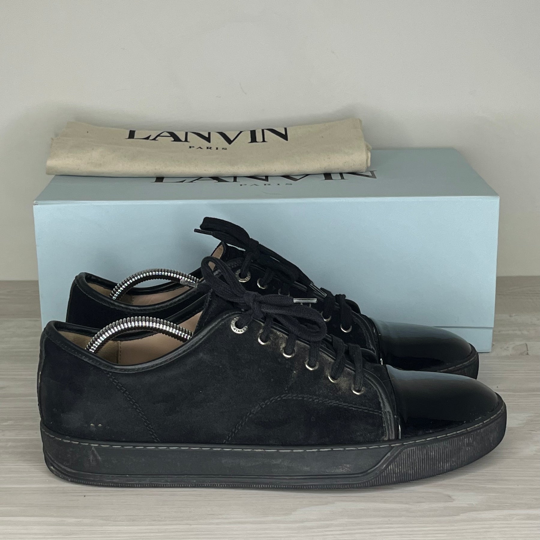 Lanvin Sneakers, 'All Black Suede' Lak Toe (43)