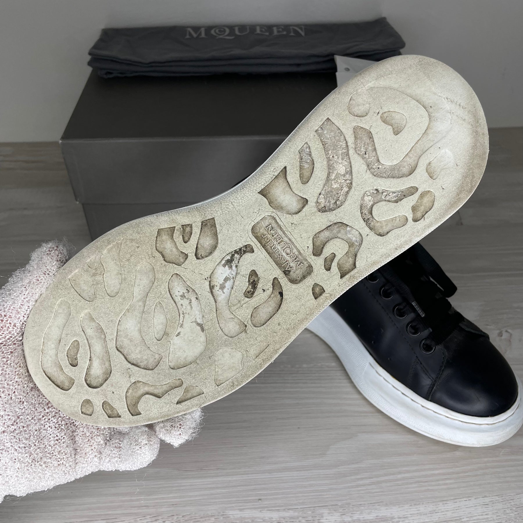 Alexander McQueen Sneakers, 'Black Leather' Oversized (40)