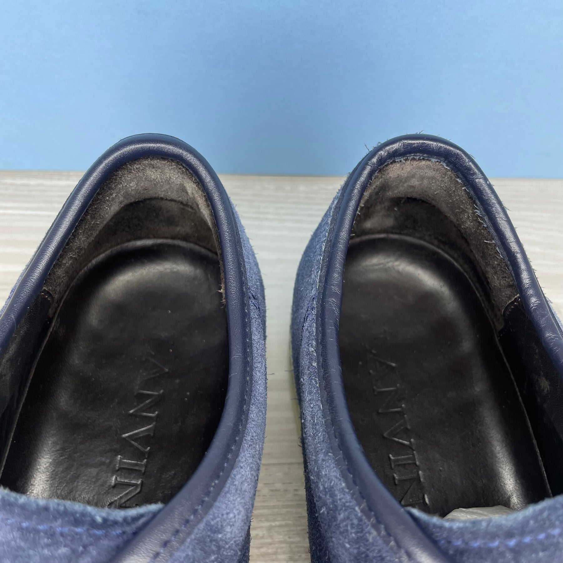 Lanvin Sneakers, Dark Blue Suede 'Mat Toe' (40)