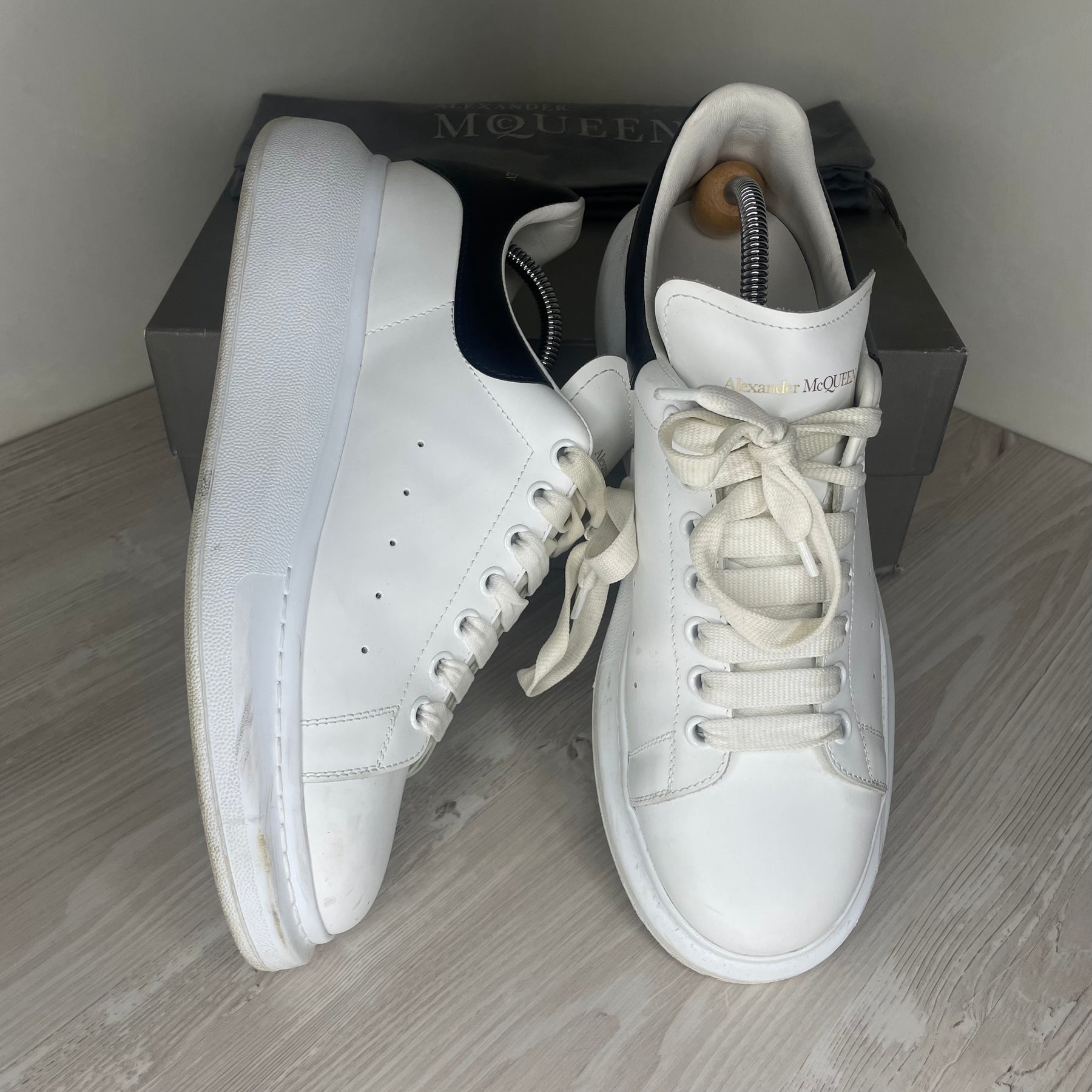 Alexander McQueen Sneakers, 'Black Heel' Leather Oversized (44.5)