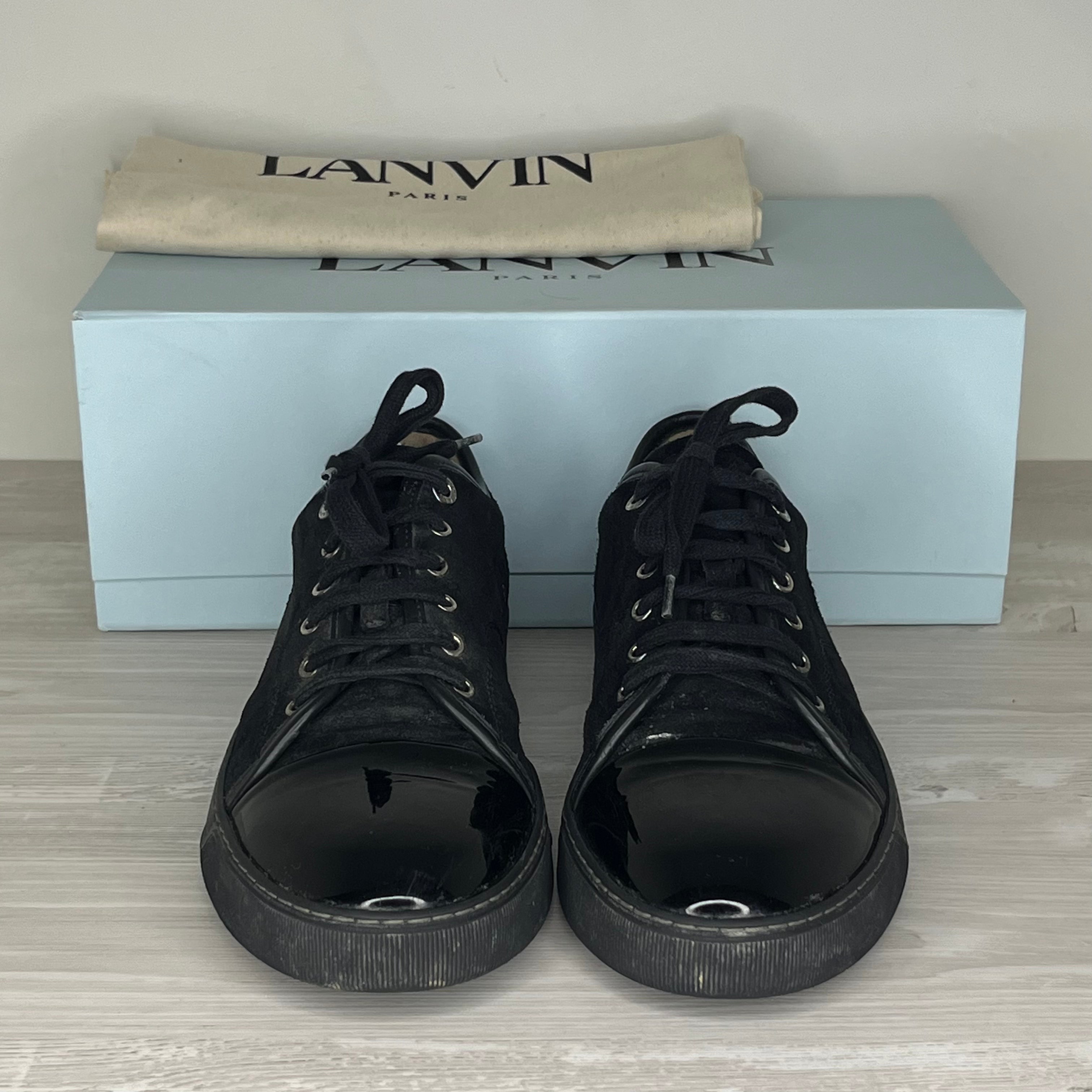 Lanvin Sneakers, 'All Black Suede' Lak Toe (43)