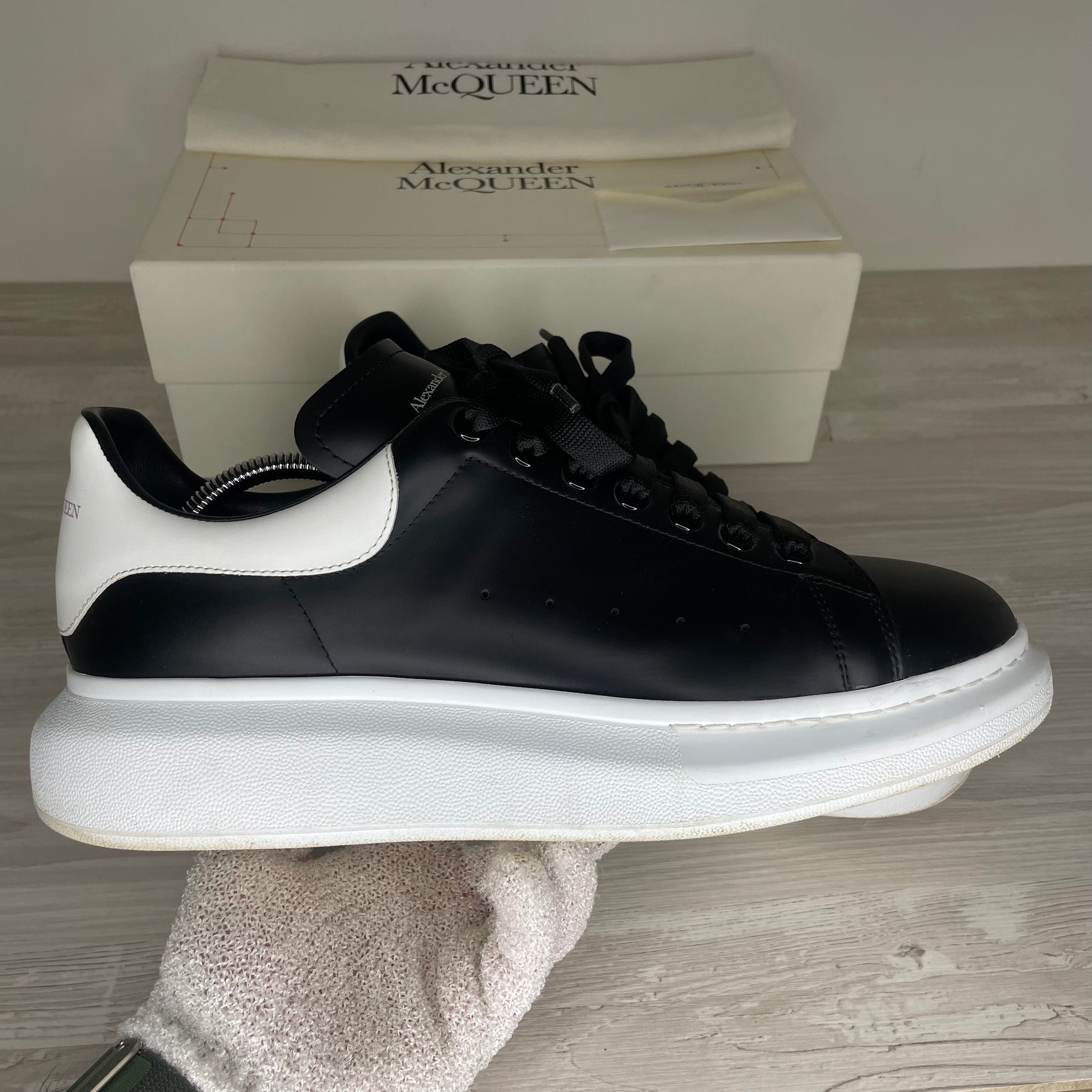 Alexander McQueen Sneakers, 'Black Leather' Oversized (46)