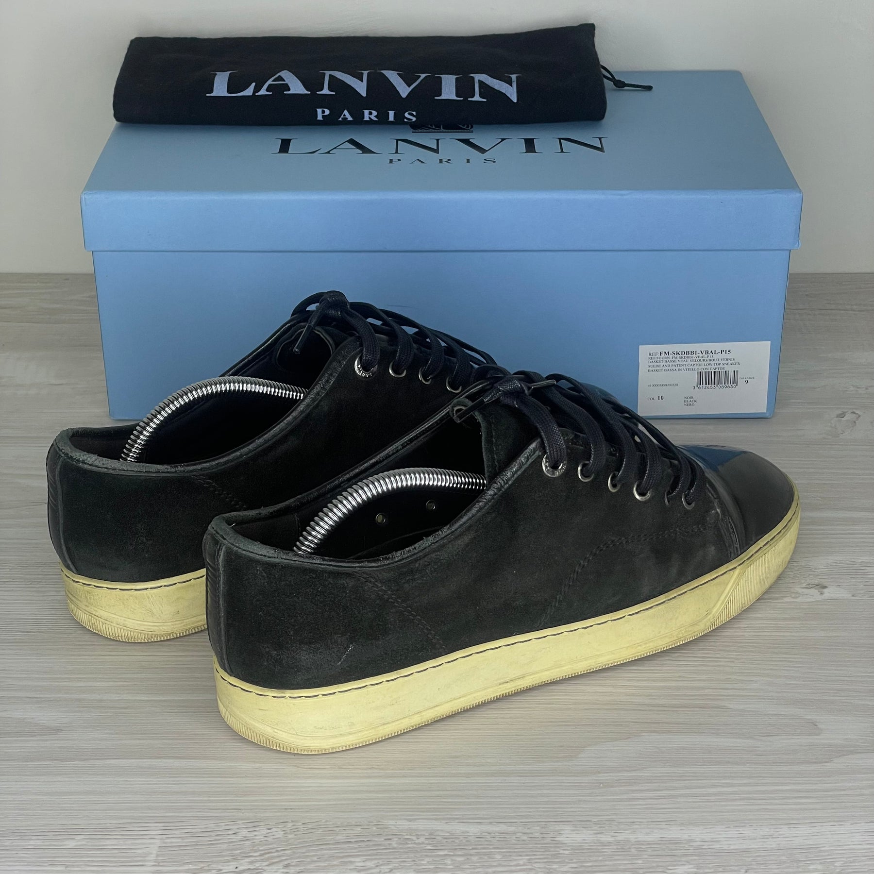 Lanvin Sneakers, 'Black Suede' Lak Toe (43)