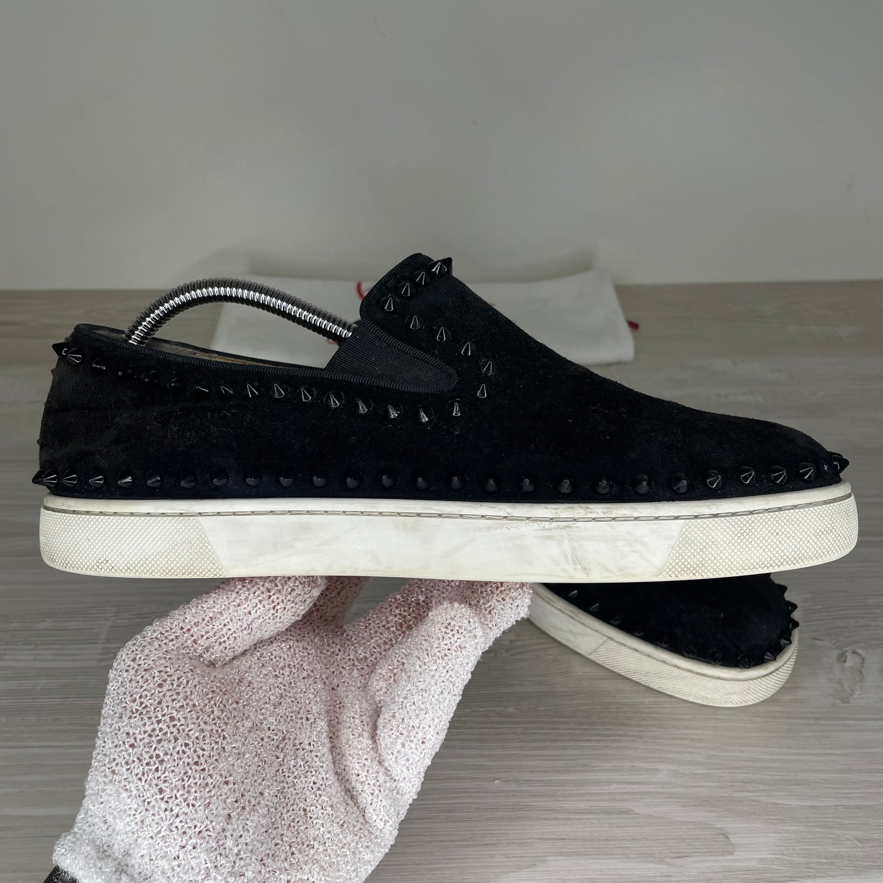 Christian Louboutin, 'Black Suede' Pik Boat (42)