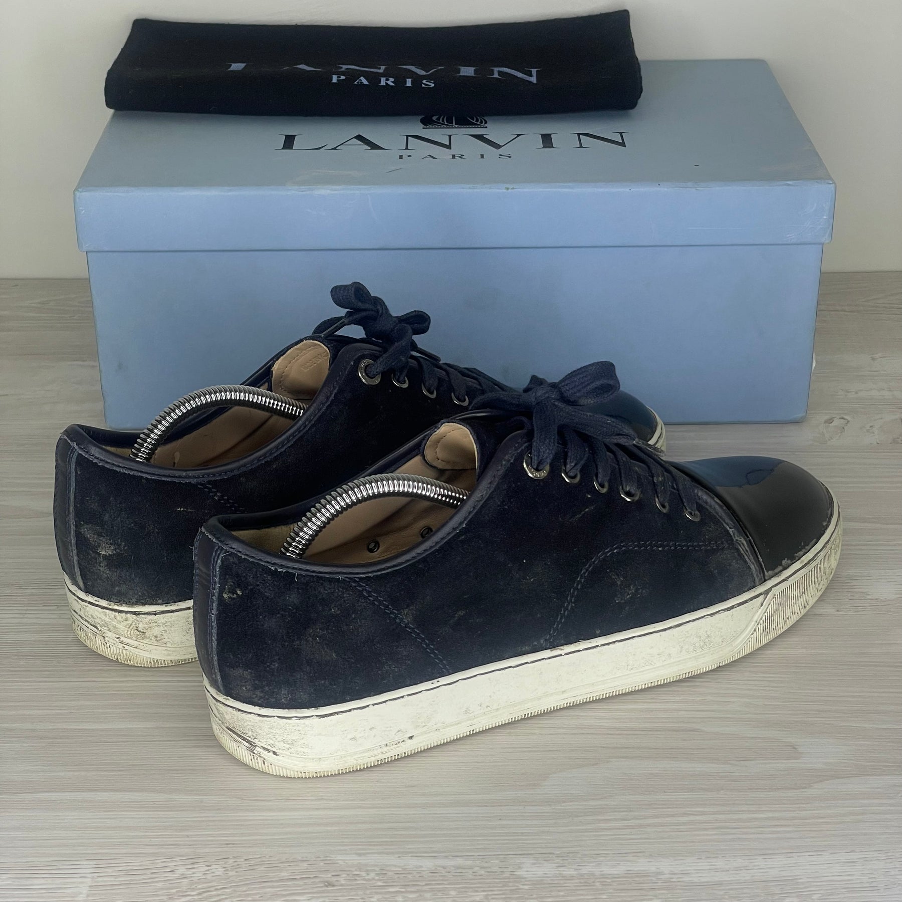 (RESERVERET) Lanvin Sneakers, 'Navy Suede' Lak Toe (43)