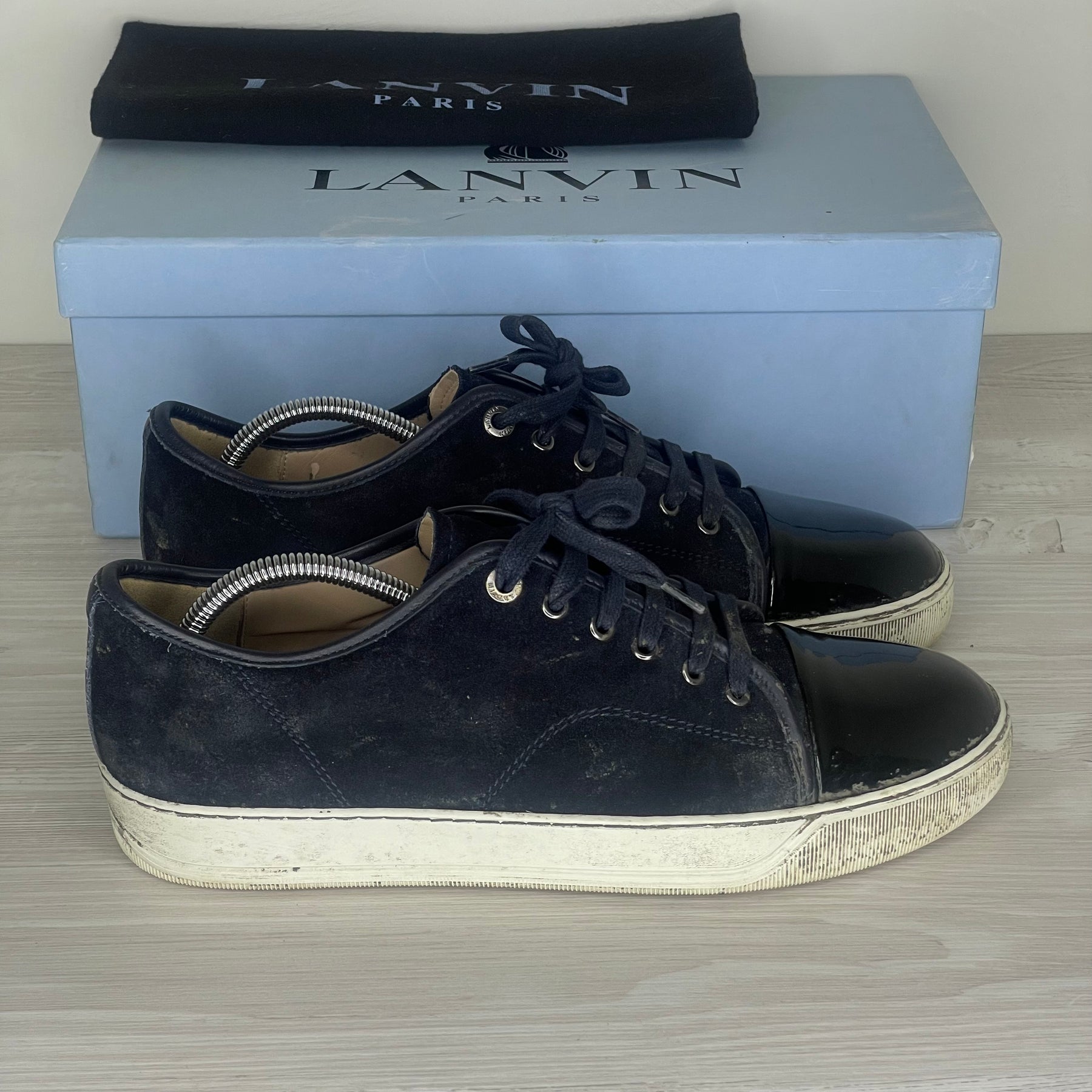 (RESERVERET) Lanvin Sneakers, 'Navy Suede' Lak Toe (43)