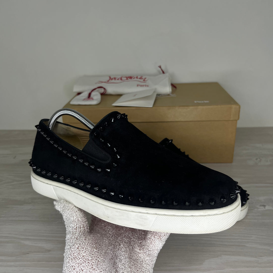 Christian Louboutin Sneakers, ‘Black Suede’ Pik Boat (41)