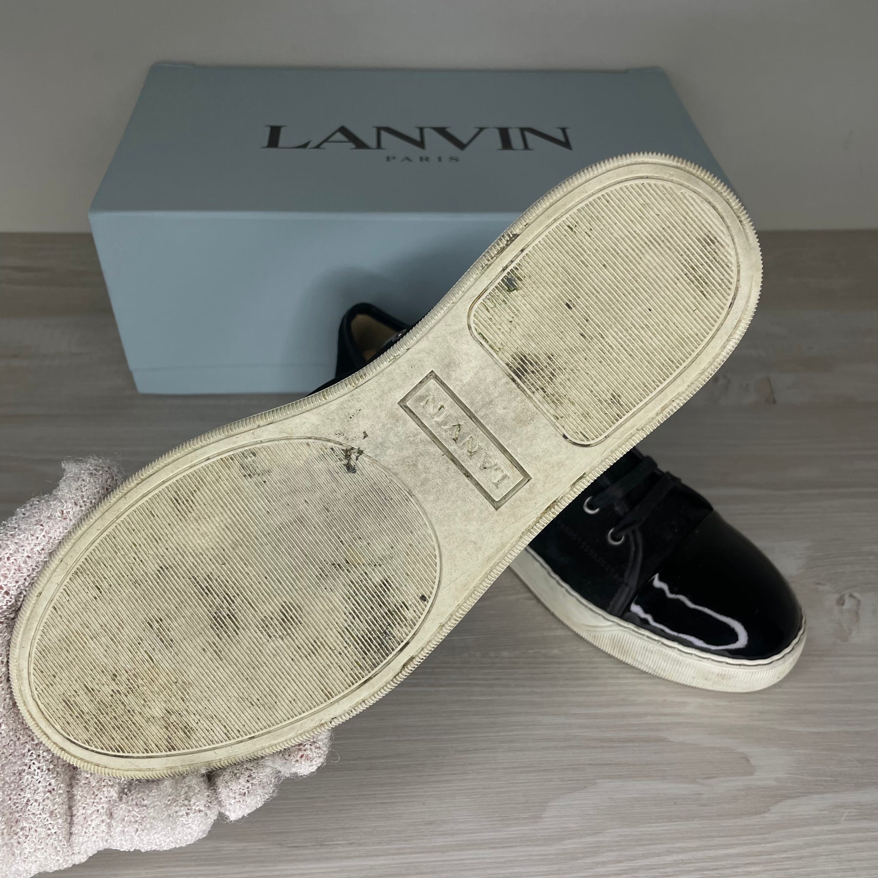 Lanvin Sneakers, 'Black Suede' Lak Toe (41)