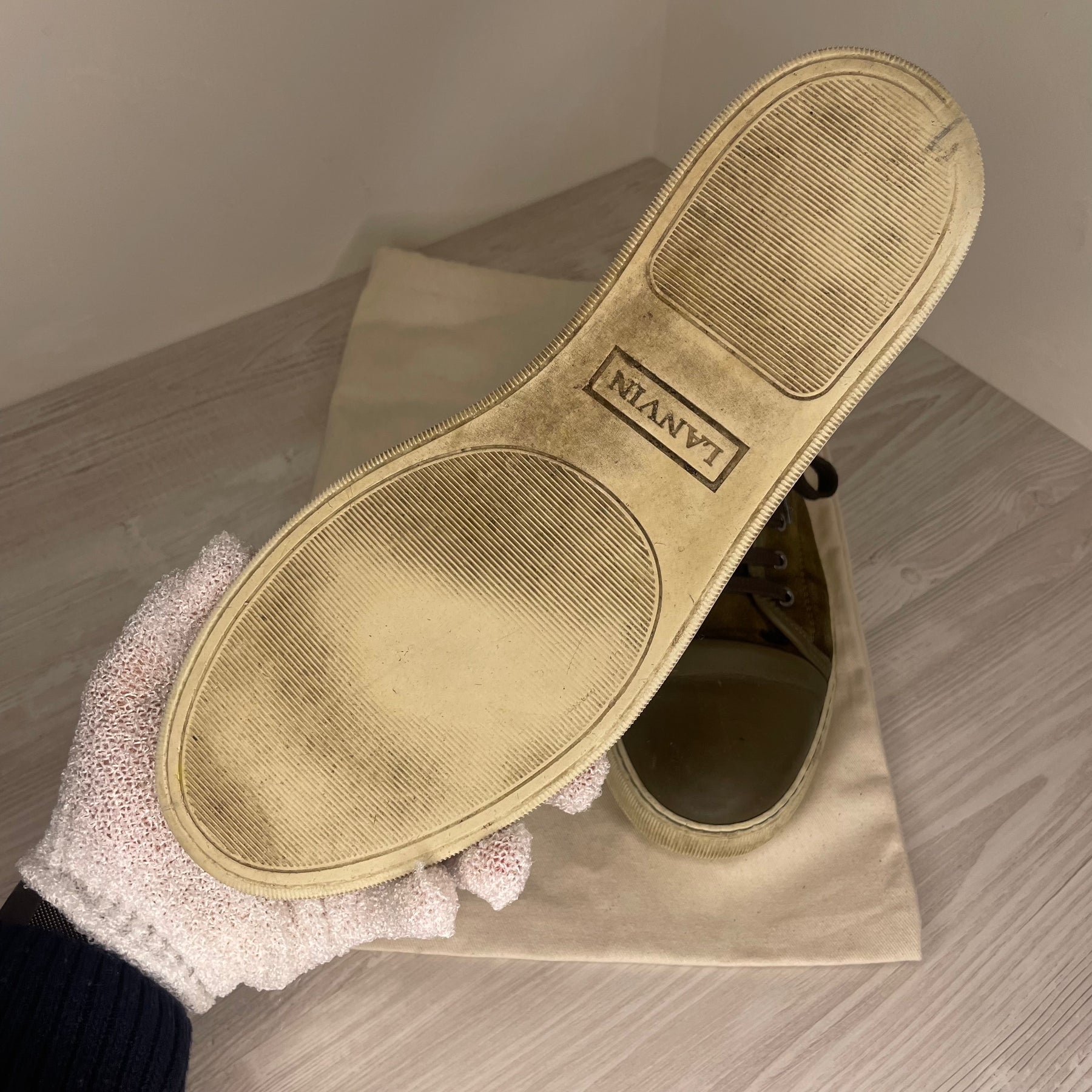 Lanvin Sneakers, Herre 'Oliven' Mat Toe (43)