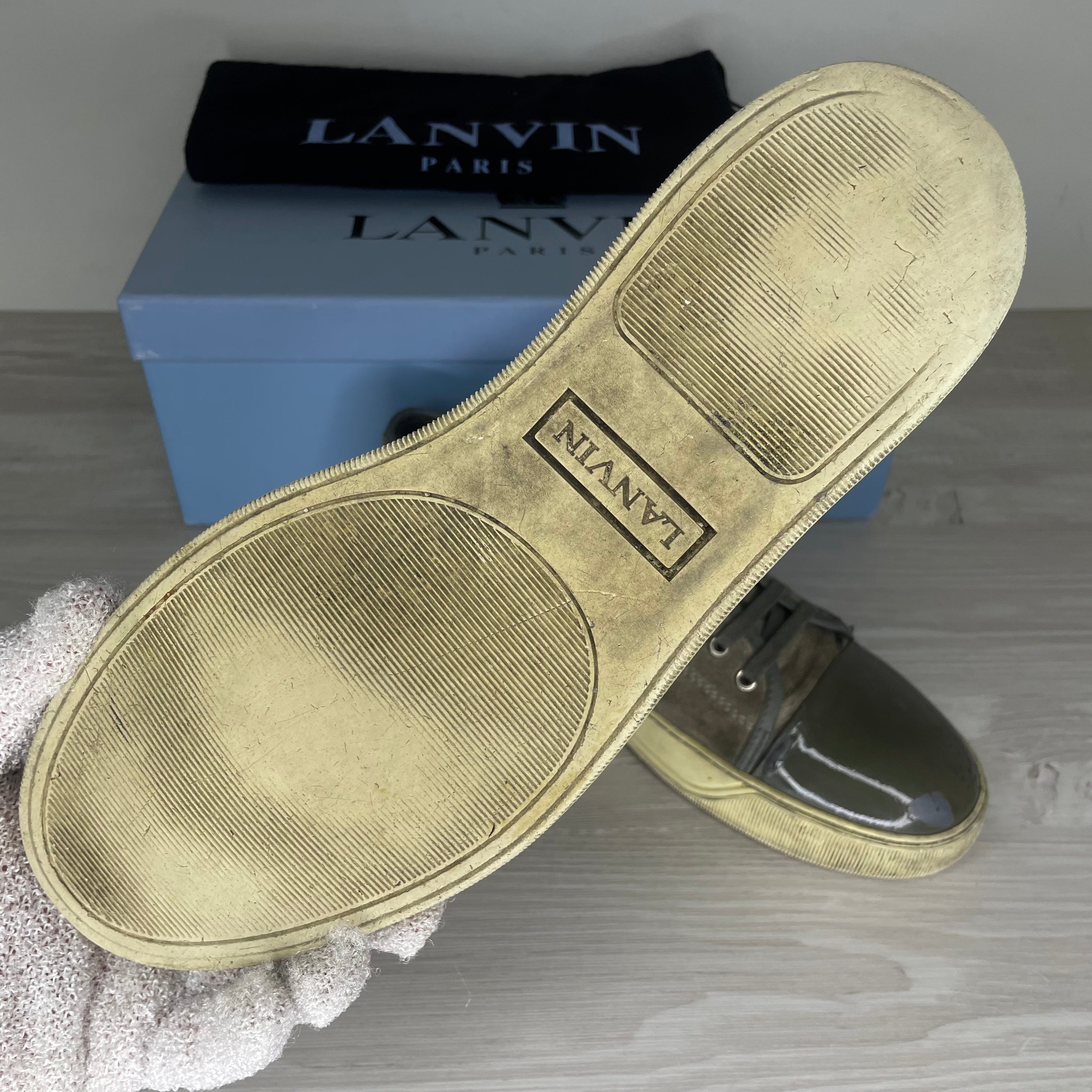 Lanvin Sneakers, 'Grey Suede' Lak Toe (41)