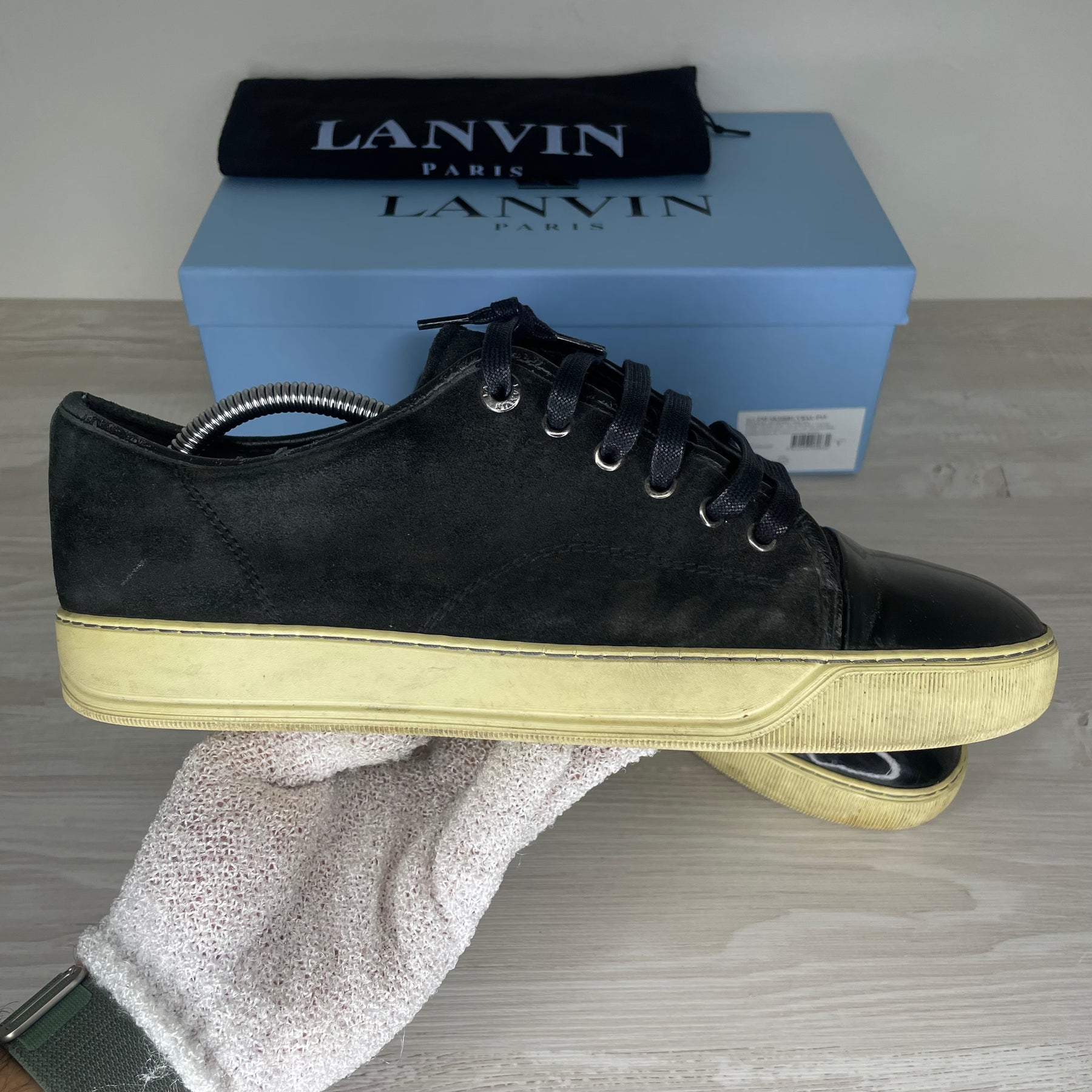 Lanvin Sneakers, 'Black Suede' Lak Toe (43)