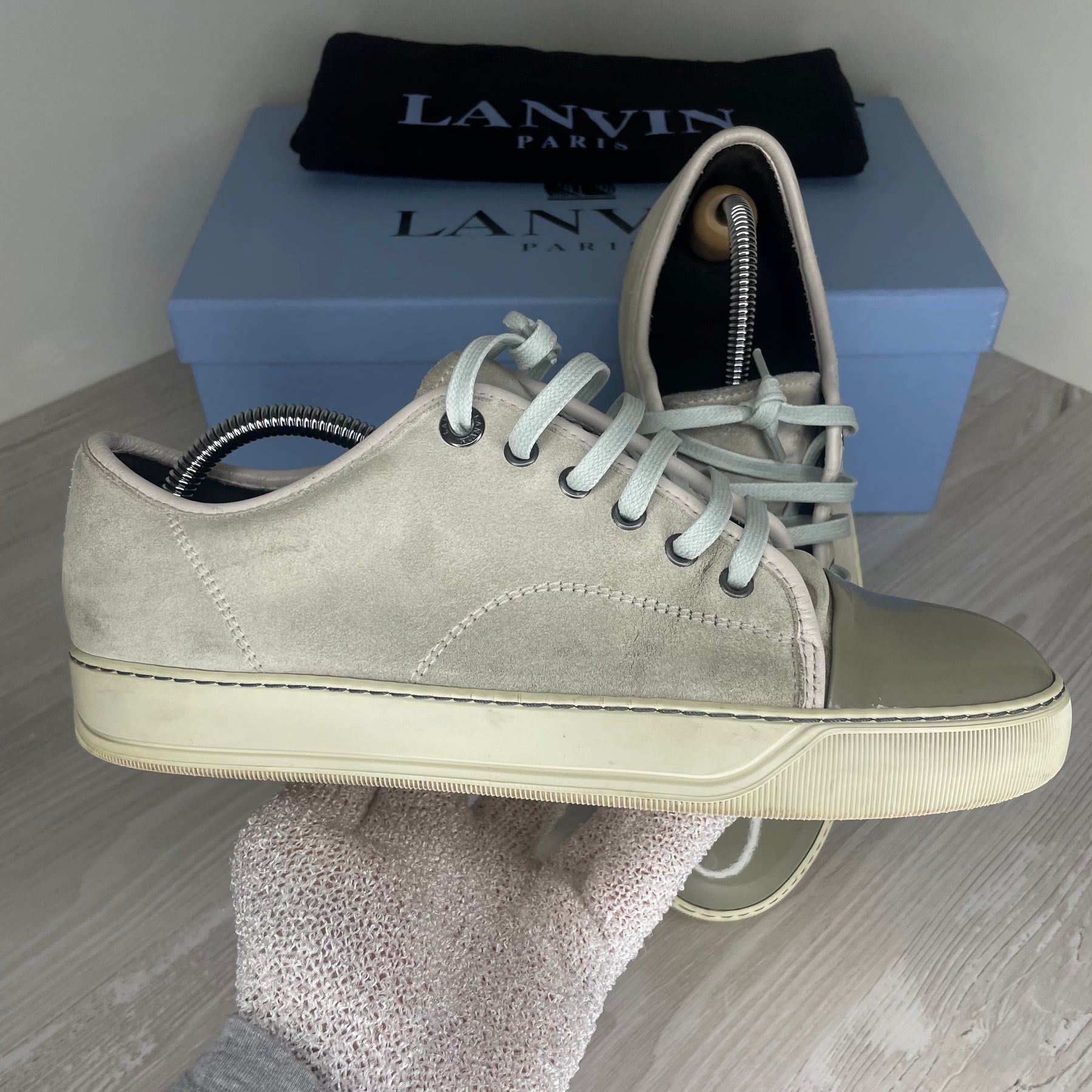 Lanvin Sneakers, Herre 'Lyse Grå' Lak Toe (40)