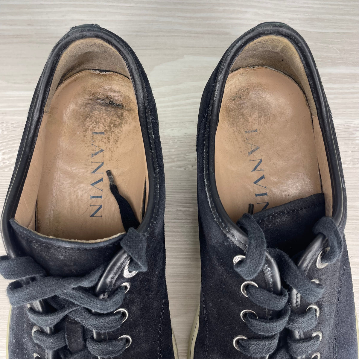 Lanvin Sneakers, 'Black Suede' Lak Toe (43)