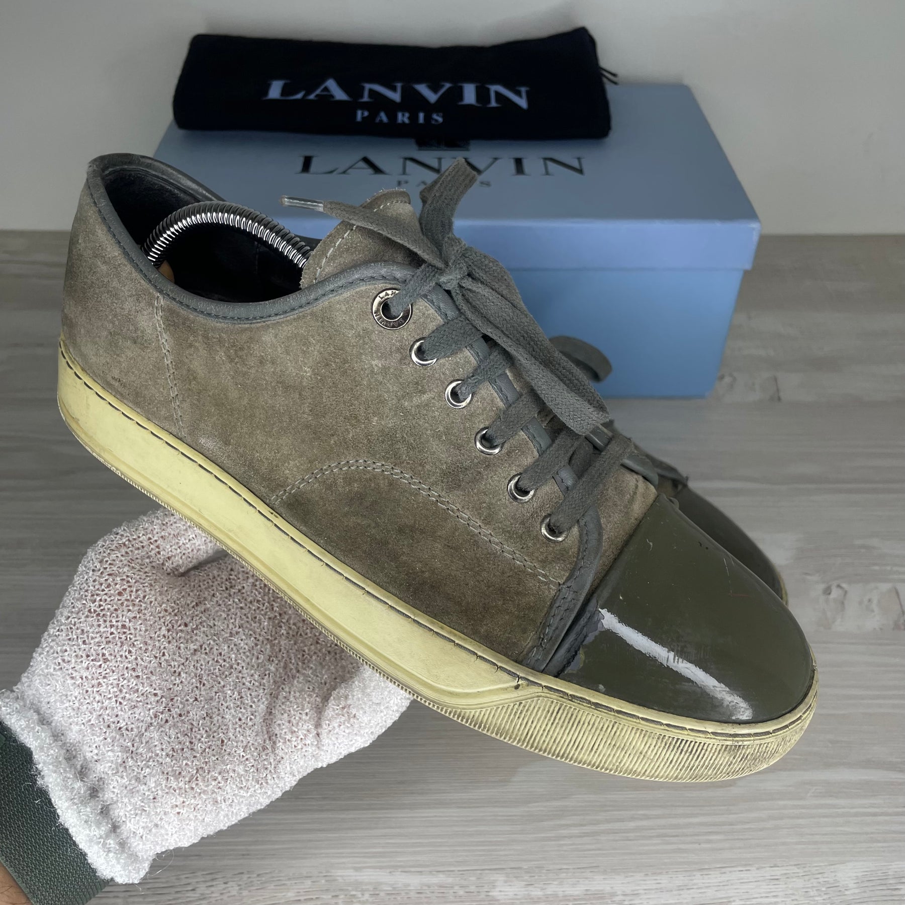 Lanvin Sneakers, 'Grey Suede' Lak Toe (41)